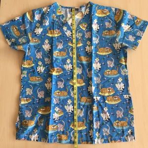 Scrub Top Blue Cats and Dogs